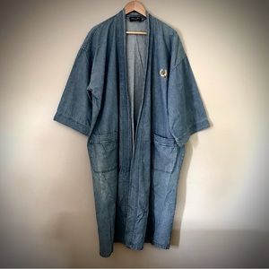 Vintage Christian Dior Denim Long Jacket - Noragi Style - Artist Coat